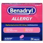 Johnson & Johnson Benadryl&reg; Ultratab&reg; Allergy Relief Antihistamine Drug, Tablet, 24 Count