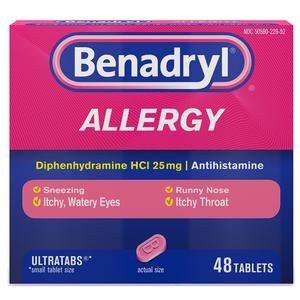 Johnson & Johnson Benadryl&reg; Ultratab&reg; Allergy Relief Antihistamine Drug, Tablet, 48 Count