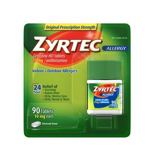 Zyrtec Adult Allergy Relief Tablets, 10mg, 90 ct