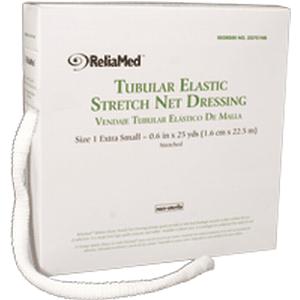 ReliaMed&reg; Non-Sterile Latex Tubular Elastic Stretch Net Dressing for Finger, Toe and Wrist, XS 5-3/8" x 25 yds