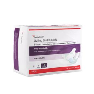 Cardinal Health WINGS Overnight Quilted Stretch Brief with BreatheEasy Technology, Size 3 (2XL/3XL), Green