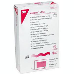 3M Medipore&trade; Plus Pad Soft Cloth Adhesive Wound Dressing, Sterile 3-1/2" x 6" with 1-3/4" x 4" Pad