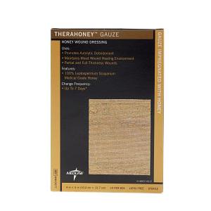 Medline Industries TheraHoney&trade; Gauze Honey Sheet Dressing 4" x 5", Impregnated with 100% Manuka Honey