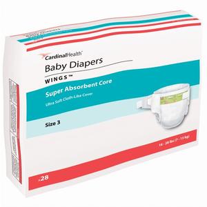 Cardinal Health, Baby Diapers, Wings™, Size 3, Medium, 16 - 24 lbs