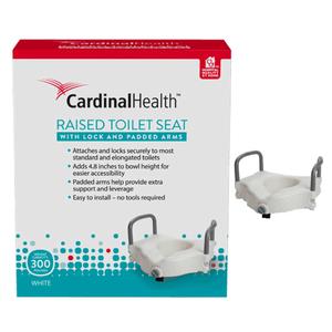Cardinal Health&trade; Raised Toilet Seat, with Lock and Padded Arm, 300 lb Capacity, 4.8"