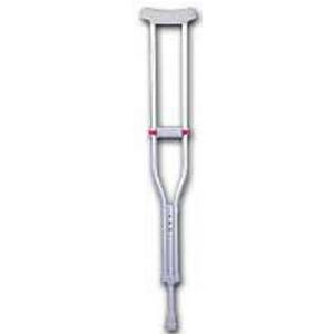 Medline Industries Guardian&reg; Red Dot&reg; Standard Adult Push-button Auxiliary Crutches 44" to 52" L Adjustment Range, 5ft 1" to 5ft 9" Adjustable User Height, Latex-free