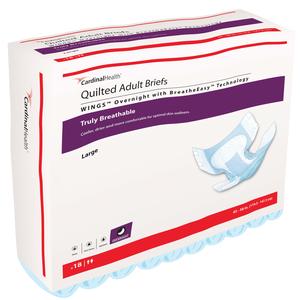 Cardinal Health, Quilted Adult Briefs, Wings™ Overnight, Large, 45" - 58"