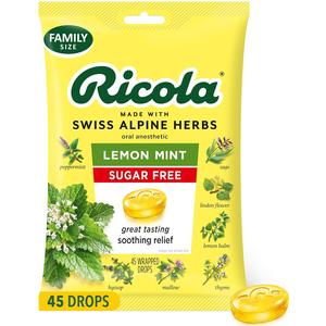 Ricola Sugar Free Lemon Mint Family Size, 45 ct