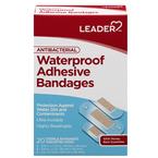 Leader Adhesive Bandages, Waterproof, Antibacterial, Assorted, 20 ct