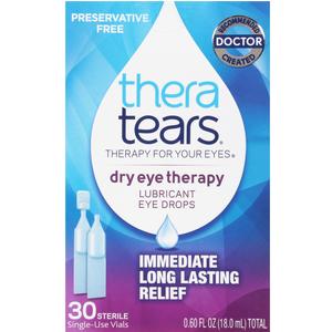 Theratears Dry Eye Therapy Lubricant Eye Drops Preservative Free, 30 Count