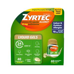 Adult ZYRTEC 10mg Liquid Gels, 40 ct - REPLACES 5320444