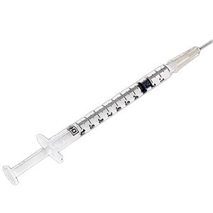 Syringe 1mL S/T with Needle, 27 x3/8 IB