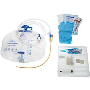 AMSure Foley Tray Bag, Preconn Silicone Ctd 18Fr, 05cc, 2000mL Bag, 10cc Syringe, Nitrile Gloves, Sterile
