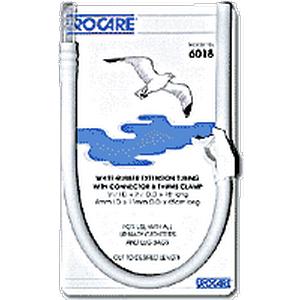 White Rubber Extension Tubing with Connector and Clamp 18" L x 5/16" ID, Sterile