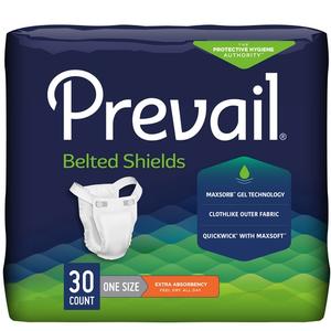 Prevail&reg; Extra Absorbency Belted Shields Undergarment One Size, White, Breathable, Reusable
