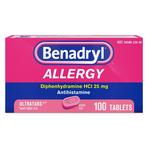 Johnson & Johnson Benadryl&reg; Ultratab&reg; Allergy Relief Antihistamine Drug, Tablet, 100 Count