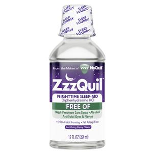 Vicks ZzzQuil Warming Syrup, Free Of, Berry, 12 oz