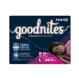 Goodnites Youth Pants for Girls, Large, Giga Pack, Replaces Item 6940534