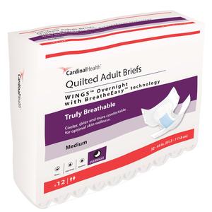 Cardinal Health, Quilted Adult Briefs, Wings™ Overnight, Medium, 32" - 44"