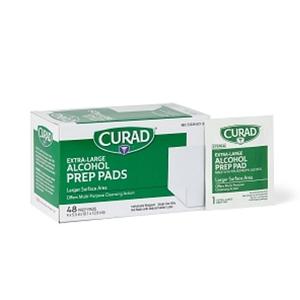 Curad Medium 2-Ply Sterile Alcohol Prep Pad, XL Size, 4" x 5.5", 48 Count