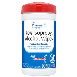 The Pharma-C Company 70% Isopropyl Alcohol Wipes First Aid Antiseptic, 40 Count - REPLACES KLE200736