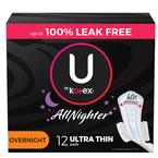 U by Kotex Super Premium, Ultra Thin, Overnight with Wings Pad, 12 ct, Replaces Item 6928742