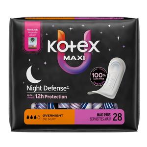 Kotex Overnight Maxi Pads, 28 ct - REPLACES 6955582