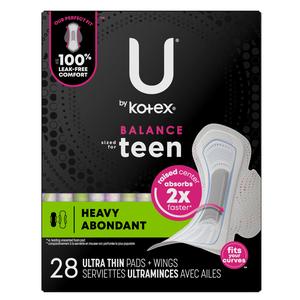 U by Kotex Supreme Ultrathin Heavy with Wing Pad, Teen - REPLACES 6951753