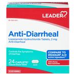 Leader Anti-Diarrheal Loperamide Hydrochloride, 2mg Caplets, 24 ct