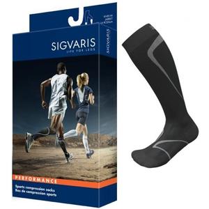 Sigvaris Performance Calf-High Compression Socks, Closed Toe, 20 to 30 mmHg, Size XL, Black