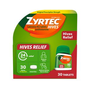 Zyrtec Hives Relief Tablets, 10 mg, 30 ct