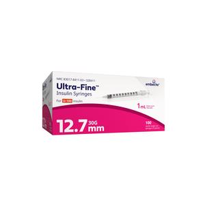 Ultra-Fine™ U-100 Insulin Syringe with Needle, 30G x 12-7/10mm 1cc Volume