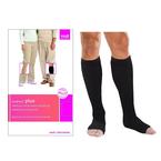 Medi Mediven&reg; Plus Compression Stocking, 20 to 30 mmHg, Size 2, 11" to 14-1/2" Extra-Wide Calf with Silicone Band, Petite, Open Toe, Black
