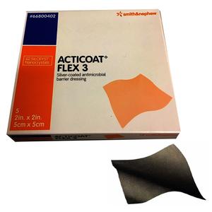 Smith & Nephew ACTICOAT&trade; Flex 3 Silver Coated Antimicrobial Barrier Dressing, with Silcryst Nanocrystals, 2" x 2"