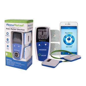 Carex AccuRelief&trade; Wireless 3-in-1 Pain Relief TENS Device, Used with Remote and Mobile App, 2.09" x 4.53" Depth 0.96" 0.22 lb