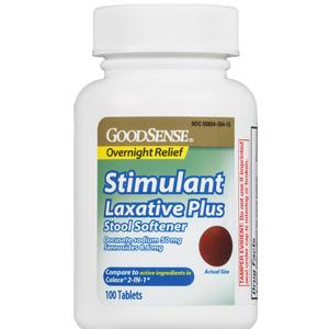 GoodSense Stimulant Laxative + Stool Softner Overnight Relief Tabs, 100 ct