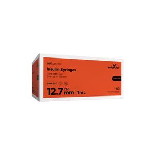U-100 Insulin Syringe with Needle, 28G x 1/2" 1cc Volume