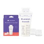 Lansinoh Breastmilk Storage Bags With Adapters, 50 ct