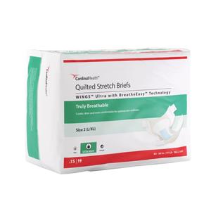 Cardinal Health WINGS Quilted Stretch Briefs, WINGS Ultra with BreatheEasy Technology, Beige, Size 2 (L/XL)