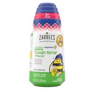 ZARBEE'S Cough Syrup + Mucus, Nighttime, Natural Mixed Berry Flavor, 4 Fl Oz