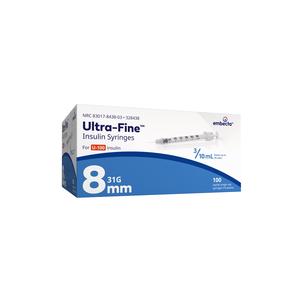 Ultra-Fine II™ U-100 Insulin syringe 31G x 8mm Needle Length, 3/10cc Volume