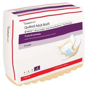 Cardinal Health, Quilted Adult Briefs, Wings™ Overnight, X-Large, 59" - 64"