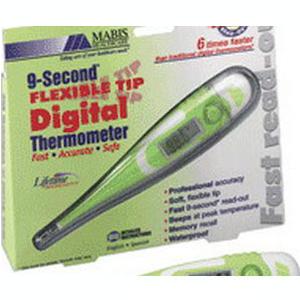 Mabis Digital 9-Second Digital Flexible Tip Thermometer, Waterproof