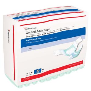 Cardinal Health, Quilted Adult Briefs, Wings™ Super, XX-Large, 65" - 78"
