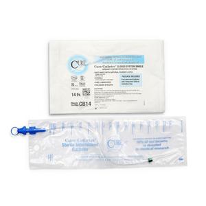 Cure Catheter® Single, Closed System, Unisex, Straight Tip, 14 FR
