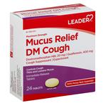 Leader Mucus Relief DM Cough, Maximum Strength Tablets, 24 ct