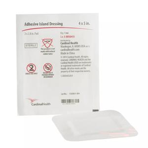 Cardinal Health Adhesive Island Dressing, Sterile, 4" x 5" (2" x 2.8" Pad)