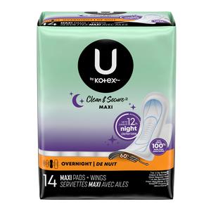 Kimberly Clark U by Kotex&reg; Super Premium Sanitary Pad, with Overnight Wing, Maximum Absorbency