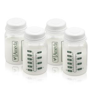 Ameda Breast Milk Storage Bottles with Lock-Tight Caps, 4 oz, 4-Pack