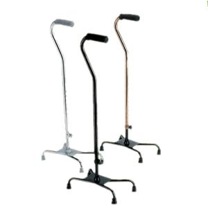 Medline Industries Guardian&reg; Aluminum Large Base Quad Cane, Chrome, 30" to 39" Height Adjustment, 8" x 12" Footprint, Cushion Handgrips
